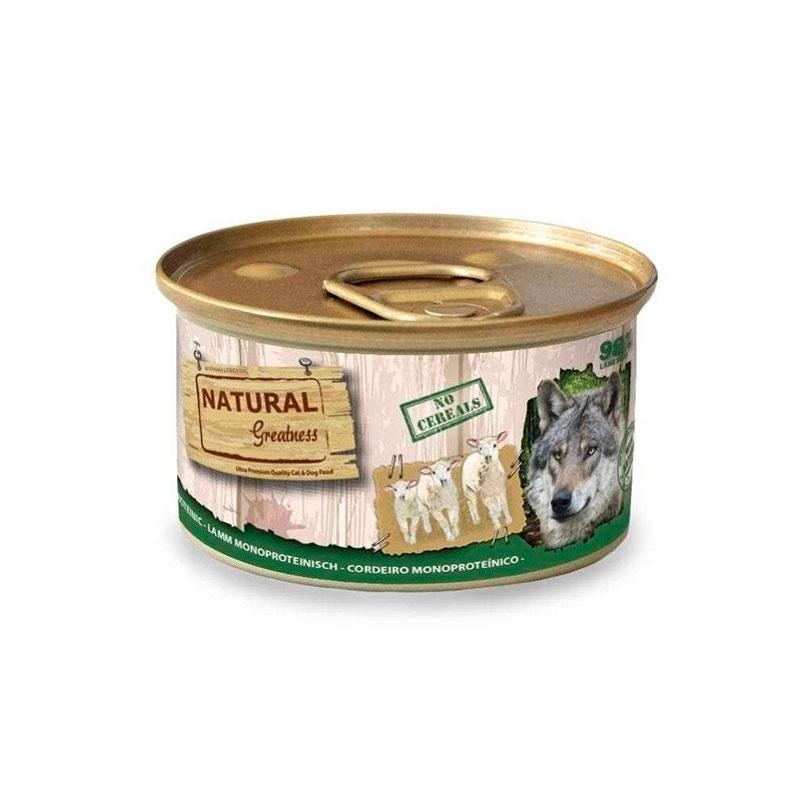 Comida húmeda Natural Greatness Monoprotéica de carne de cordero para perros - Lata de 170 gr