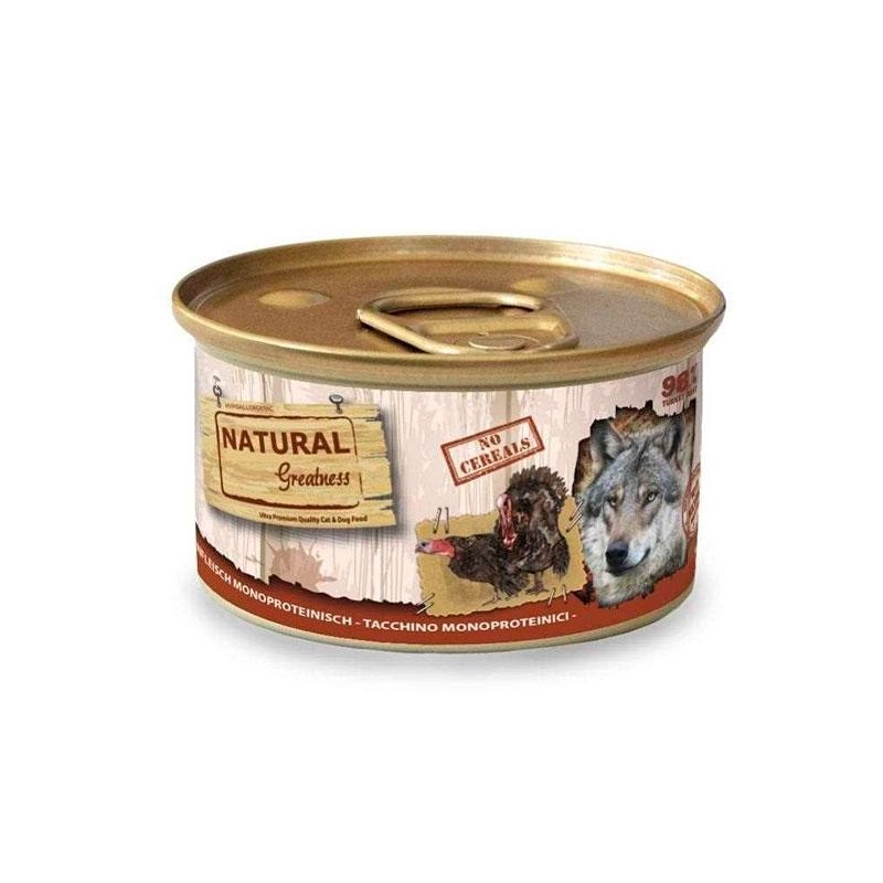 Comida húmeda Natural Greatness Monoprotéica de carne de pavo para perros- latas de 170gr