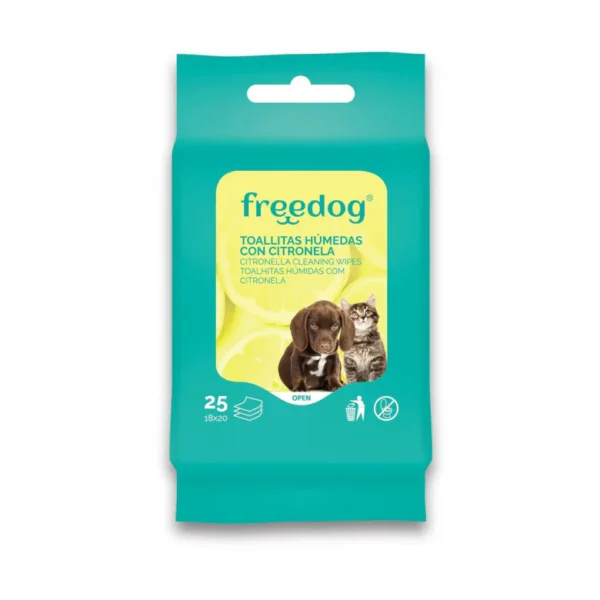 FREEDOG TOALLITAS HÚMEDAS CON CITRONELA DE VIAJE POCKET