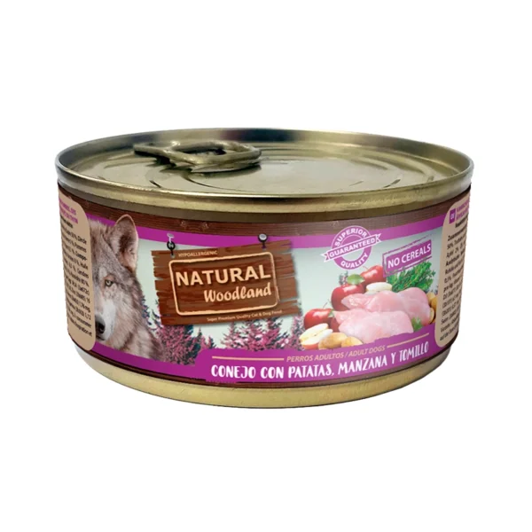 Comida húmeda natural woodland conejo, patata y manzana 170gr